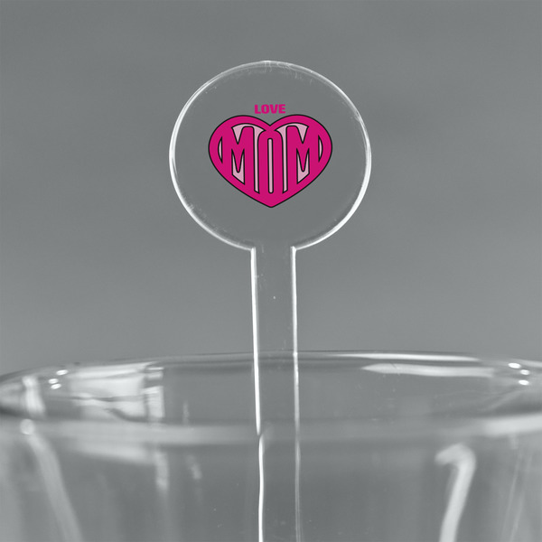 Custom Love You Mom 5.5" Round Plastic Stir Sticks - Clear
