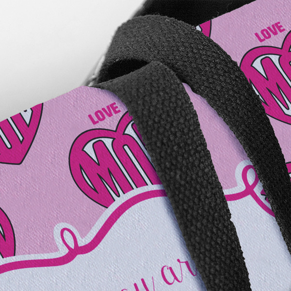 Love You Mom Closeup of Tote w/Black Handles