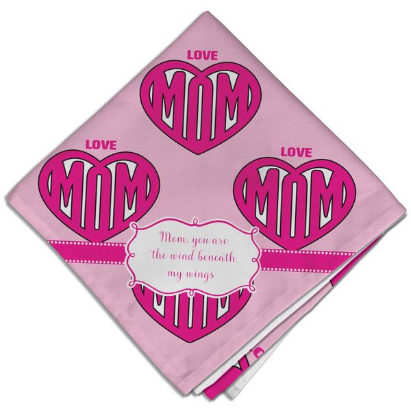 Love You Mom Cloth Napkins - Personalized Dinner (Folded Four Corners)