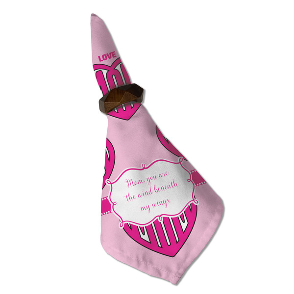 Love You Mom Cloth Napkins - Personalized Dinner (Folded in Ring) (MAIN)