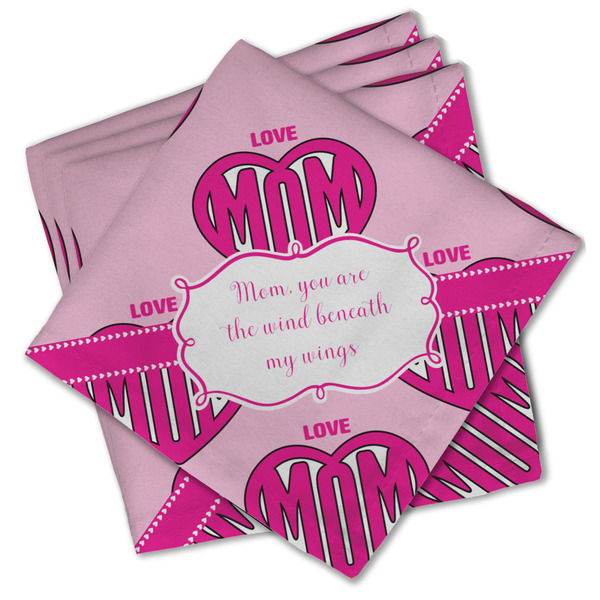 Custom Love You Mom Cloth Cocktail Napkins - Set of 4