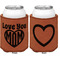 Love You Mom Cognac Leatherette Can Sleeve - Double Sided Front and Back