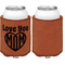 Love You Mom Cognac Leatherette Can Sleeve - Single Sided Front and Back