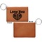 Love You Mom Cognac Leatherette Keychain ID Holders - Front Apvl