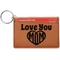 Love You Mom Cognac Leatherette Keychain ID Holders - Front Credit Card