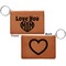 Love You Mom Cognac Leatherette Keychain ID Holders - Front and Back Apvl