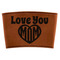 Love You Mom Cognac Leatherette Mug Sleeve - Flat