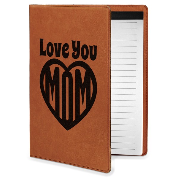 Custom Love You Mom Leatherette Portfolio with Notepad - Small - Single Sided