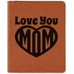 Love You Mom Leatherette Zipper Portfolio with Notepad - Single Sided