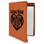 Love You Mom Leatherette Zipper Portfolio with Notepad - Single Sided