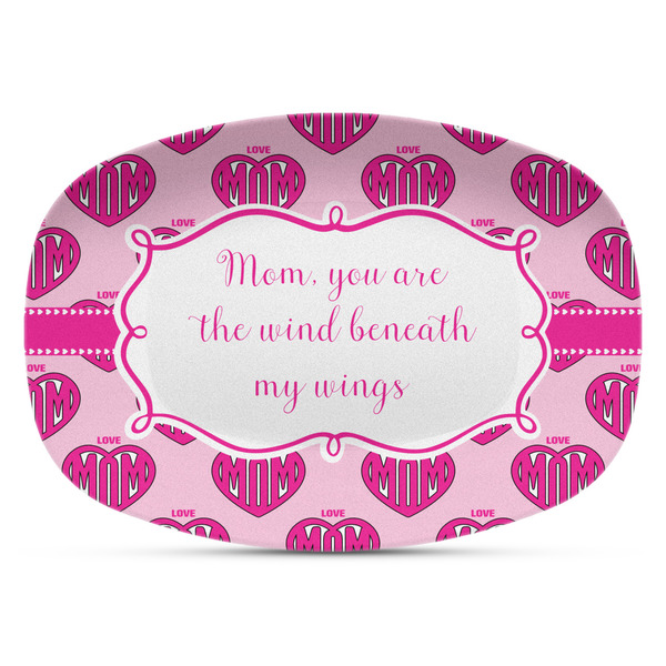 Custom Love You Mom Plastic Platter - Microwave & Oven Safe Composite Polymer