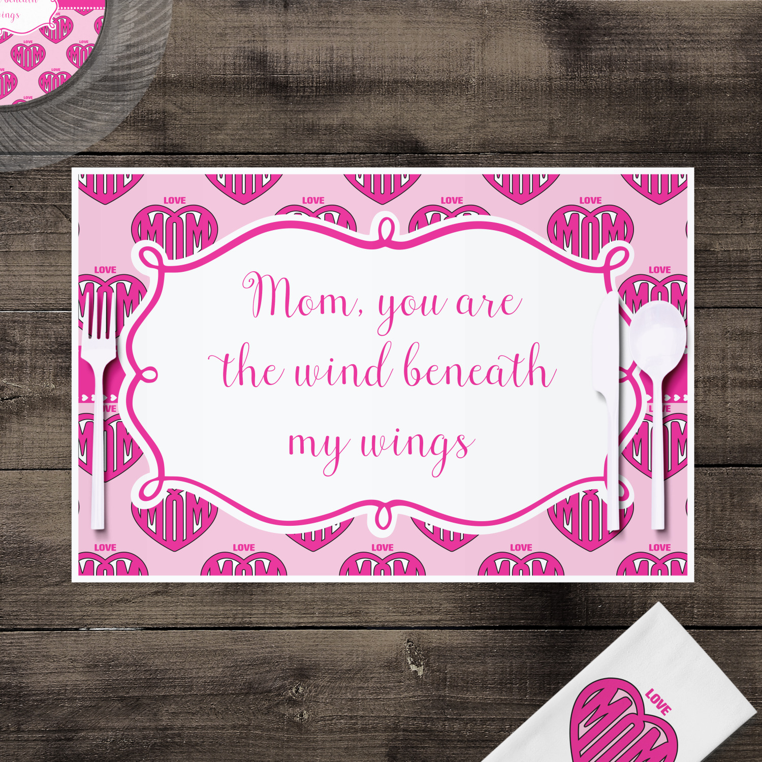 Custom Love You Mom Disposable Paper Placemats