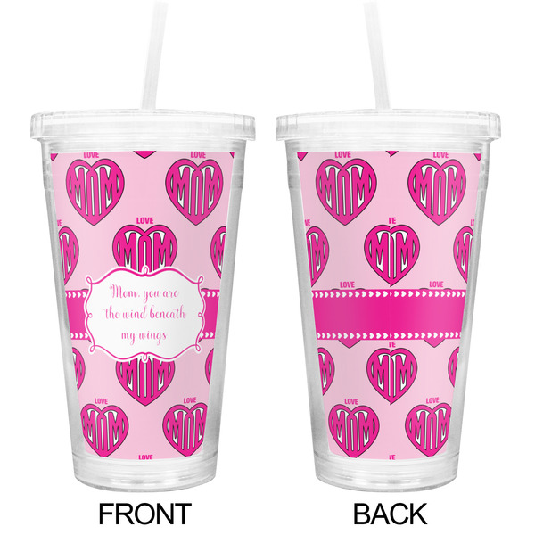 Love You Mom Double Wall Tumbler with Straw - Approval