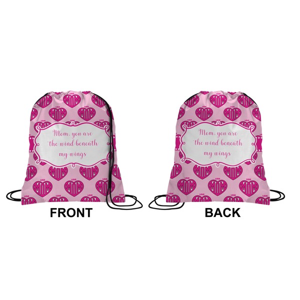 Love You Mom Drawstring Backpack Front & Back Medium
