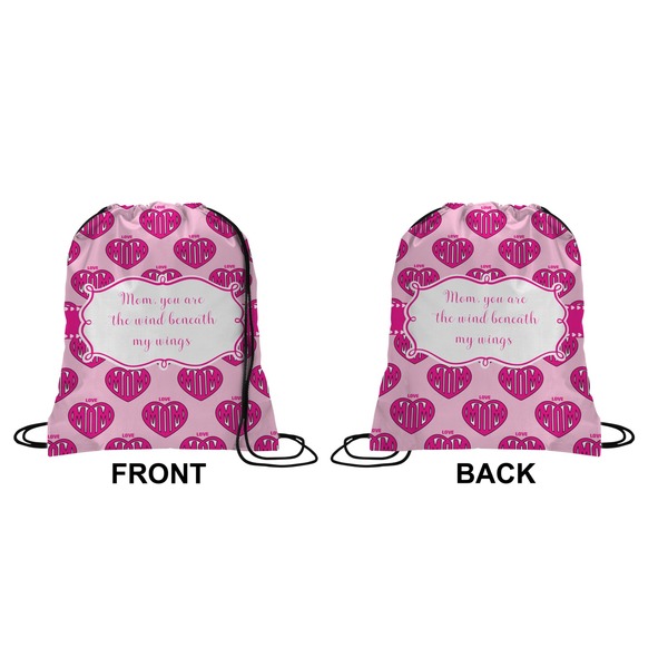 Love You Mom Drawstring Backpack Front & Back Small