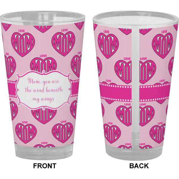 Love You Mom Pint Glass - Full Color - Front & Back Views