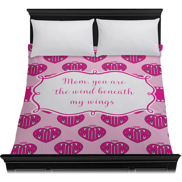 Love You Mom Duvet Cover - Queen - On Bed - No Prop