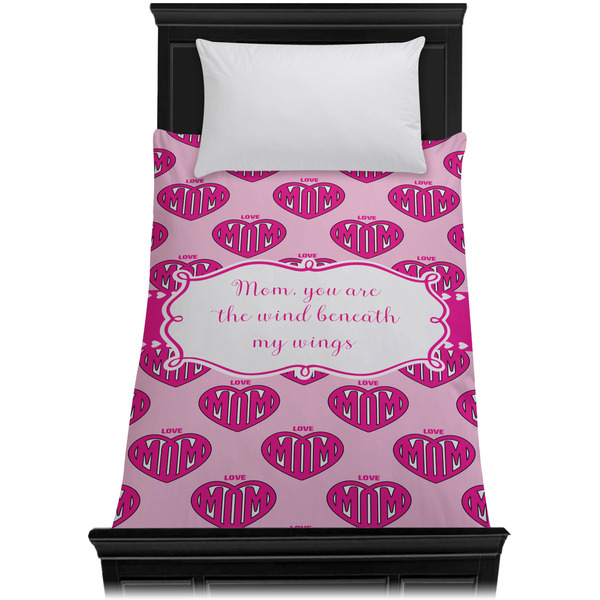 Love You Mom Duvet Cover - Twin - On Bed - No Prop