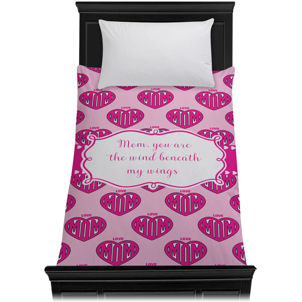 Love You Mom Duvet Cover - Twin XL - On Bed - No Prop