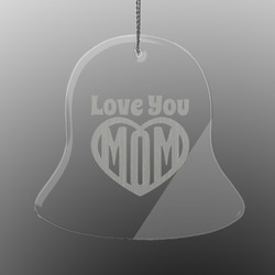 Love You Mom Engraved Glass Ornament - Bell