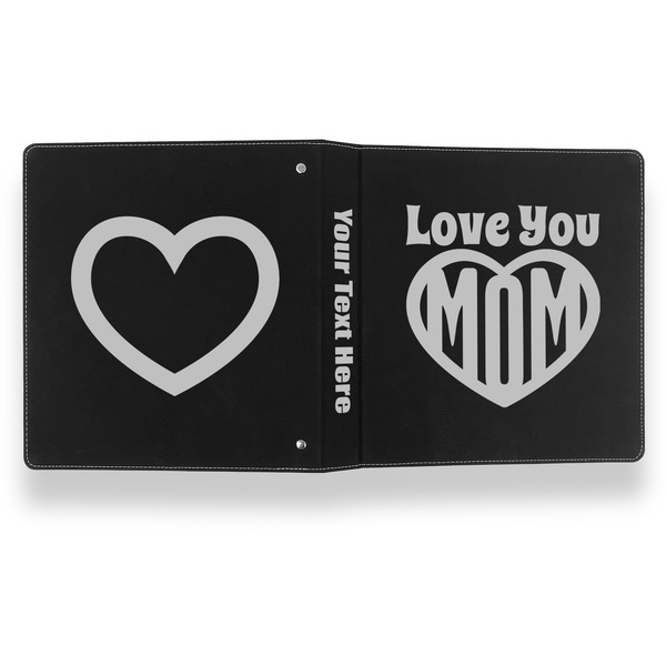 Love You Mom Leather Binder - 1" - Black- Back Spine Front View