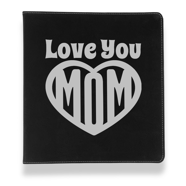 Love You Mom Leather Binder - 1" - Black - Front View