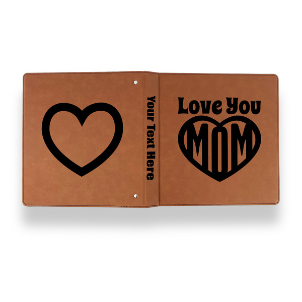 Love You Mom Leather Binder - 1" - Rawhide - Back Spine Front View