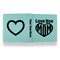 Love You Mom Leather Binder - 1" - Teal - Back Spine Front View