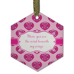 Love You Mom Flat Glass Ornament - Hexagon