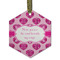 Love You Mom Frosted Glass Ornament - Hexagon