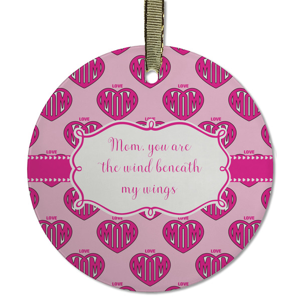Custom Love You Mom Flat Glass Ornament - Round