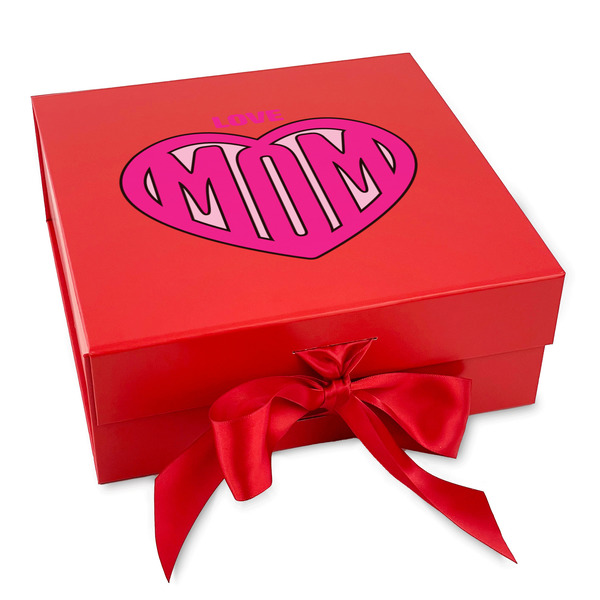 Custom Love You Mom Gift Box with Magnetic Lid - Red