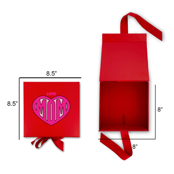 Love You Mom Gift Boxes with Magnetic Lid - Red - Open & Closed