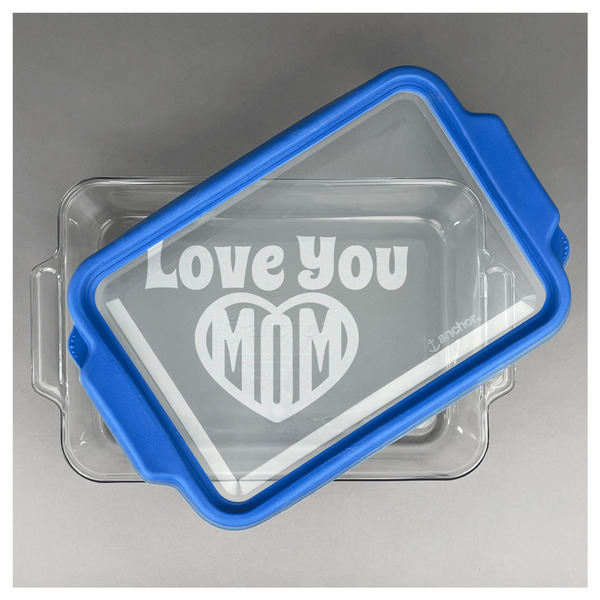 Love You Mom Glass Baking Dish - FRONT w/ LID (13x9)