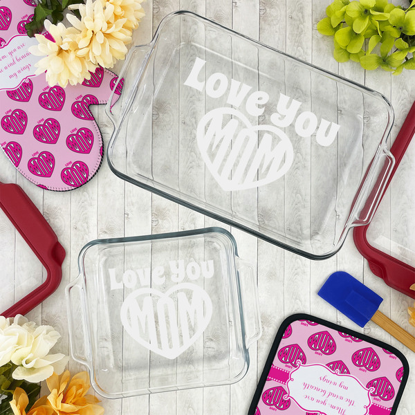 Love You Mom Glass Baking Dish Set - LIFESTYLE