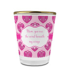 Love You Mom Glass Shot Glass - 1.5 oz - with Gold Rim - Set of 4