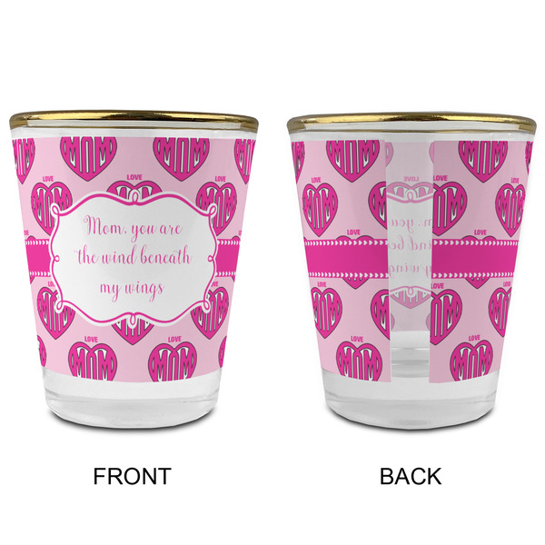 Love You Mom Glass Shot Glass - with gold rim - APPROVAL