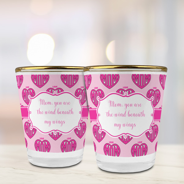 Love You Mom Glass Shot Glass - with gold rim - LIFESTYLE