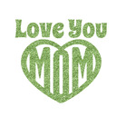 Love You Mom Glitter Iron On Transfer - Up to 9"x9"