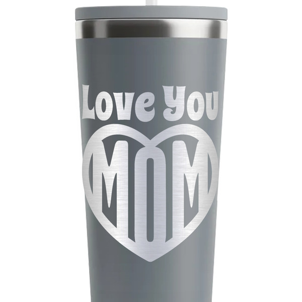Love You Mom Grey RTIC Everyday Tumbler - 28 oz. - Close Up