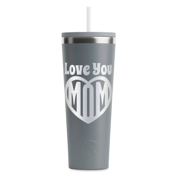 Custom Love You Mom RTIC Everyday Tumbler with Straw - 28oz - Grey - Single-Sided