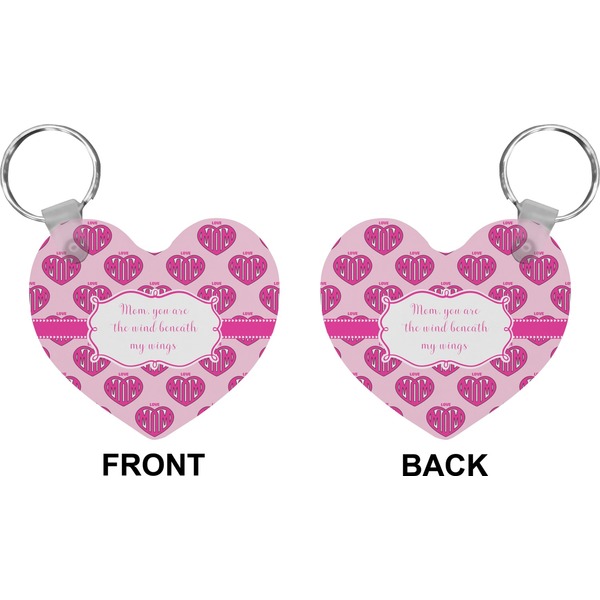 Love You Mom Heart Keychain (Front + Back)