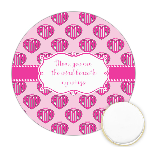 Custom Love You Mom Printed Cookie Topper - Round
