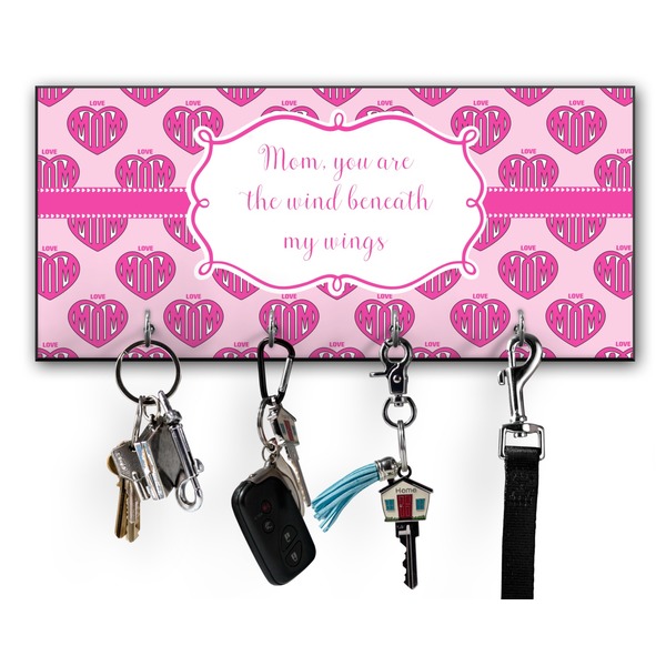 Custom Love You Mom Key Hanger w/ 4 Hooks
