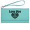 Love You Mom Ladies Wallet - Leather - Teal - Front View