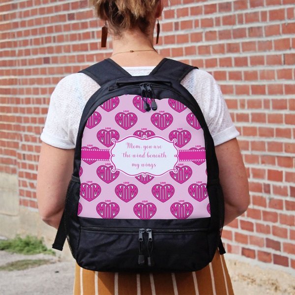 Love You Mom Large Backpack - Black - On Back