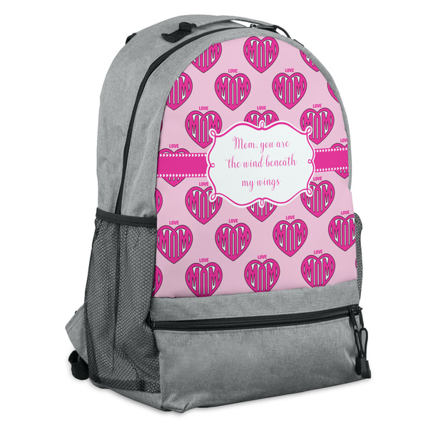 Custom Love You Mom Backpack - Grey