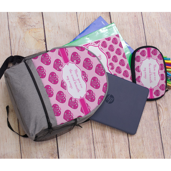 Love You Mom Large Backpack - Gray - With Stuff