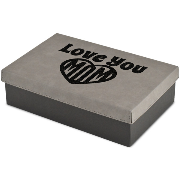 Custom Love You Mom Large Gift Box w/ Engraved Leather Lid