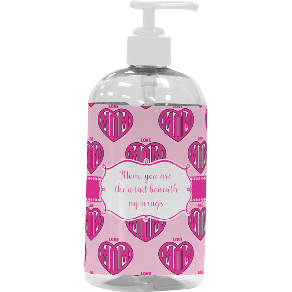 Custom Love You Mom Plastic Soap / Lotion Dispenser (16 oz - Large - White)